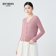深呼吸DEEP BREATH女裝V領(lǐng)天絲三醋酸蔥紗針織開衫女A400713 粉 L (4)