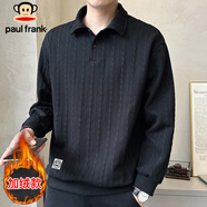大嘴猴（paul frank）衛衣男士重磅春秋季休閑POLO衫打底衫上衣外套男裝 黑色加絨 XL