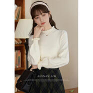 鹿向南《愛(ài)丁堡少女》馬甲半身裙打底衫三件套新款格子套裝女春季 杏色針織衫 S