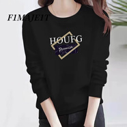 F1MAJE1T高端設計師品牌圓領(lǐng)衛衣女寬松2025新款上衣春秋冬長(cháng)袖t恤打底衫 黑色/圓領(lǐng)/HOUFG/不加絨 M 【建議體重85-100斤】