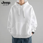 JEEP SPIRIT吉普衛衣男秋冬季長(cháng)袖t恤男士連帽新款純棉外套加絨打底衫衣服T恤 春秋款-WY9356白色 M【105-115斤】