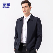 羅蒙外套男秋季商務(wù)男士翻領(lǐng)行政夾克上衣干部廳局風(fēng)爸爸裝i8藏青XL