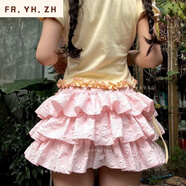 FR.YH.ZH日系辣妹亞比風(fēng)文化小個(gè)子原宿風(fēng)y2k蛋糕裙立體蓬蓬裙白色南瓜褲 粉色立體短裙【高品質(zhì)】 XL