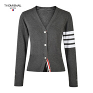 thombnail TB四道杠長(zhǎng)袖針織衫開衫修身女毛衣純棉線衫秋季外套湯姆潮牌 深灰色 XL 44