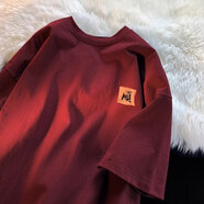 POUM簡(jiǎn)約短袖T恤男2024夏季男生寬松薄款衣服潮牌潮流體恤帥氣百搭 MSL-C350紅色 XL 【建議135-150斤】