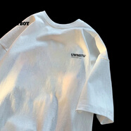 花花公子（PLAYBOY）純棉短袖t恤男寬松簡(jiǎn)約衣服夏季半袖五分袖韓版上衣體.恤港風(fēng)潮牌 Cm45白色 M 建議 110斤以?xún)?
                                         title=