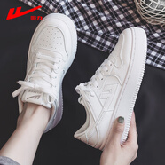 回力女鞋小白鞋女2025新款冬季加絨百搭黑白熊貓鞋子女學(xué)生休閑板鞋 白色 39