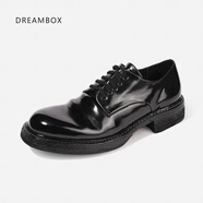dreambox鈞博vibram高端馬臀皮休閑皮鞋手工固特異皮底男士德比鞋 黑色亮面 44