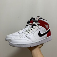 耐克（NIKE）【極速發(fā)貨】 Air Jordan 1 AJ1  翻毛皮做舊籃球鞋 554724-116白紅42.5 42.5