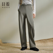 日著(zhù)RIZHUO【商場(chǎng)同款】休閑褲2025秋季新款女裝寬松拼接直筒長(cháng)褲 靜影灰 L