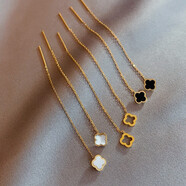 WOUG施華洛世奇適用【3件套】四葉草耳線(xiàn)女鈦鋼耳飾輕奢耳環(huán)氣質(zhì)長(cháng)款 3件套四葉草玫瑰金