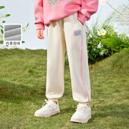 茵曼（INMAN）女童運(yùn)動休閑褲兒童寬松衛(wèi)褲2025春冬款中大童蕾絲褲邊女孩褲子潮 冬款-杏色GO3844118 140