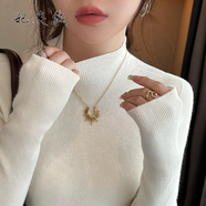 妃奧絨半高領(lǐng)羊毛打底衫女春秋2024新款洋氣內搭修身無(wú)縫中領(lǐng)針織毛衣厚 白色 M