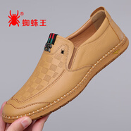 蜘蛛王（SPIDER KING）男皮鞋頭層牛皮2025新款潮流時(shí)尚百搭透氣休閑皮鞋斷碼 黃棕色5586(W) 43