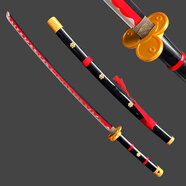 海賊王索隆三刀金屬武器模型道具刀武士刃木刀動(dòng)漫cos刀劍未開(kāi)刃 黑閻魔 收藏款+刀架