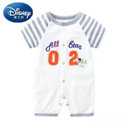 迪士尼（Disney）嬰兒連體衣夏裝0-1歲男寶寶短袖純棉爬服薄款6個月寶寶衣服滿月服 灰色02號P 66