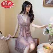 浪莎冰絲純欲性感睡衣女情趣內(nèi)衣鏤空小媽包臀裙夫妻調(diào)情七夕約會(huì)戰(zhàn)袍 豆沙裙 2XL 130-145