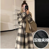 芭雅蓮赫本風(fēng)格子毛呢大衣女2025新款韓系外套女裝秋冬款中長(zhǎng)款寬松休閑 小個(gè)子大衣（夾棉） L 130斤以下