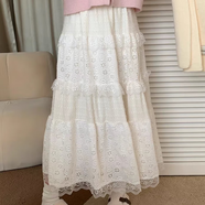 沂歆半身裙裙子女夏季2025年新款a字蛋糕蓬蓬裙長(cháng)裙小個(gè)子高級感純欲 【米白色】磨毛蕾絲花邊蛋糕裙 L 【建議體重約100-120斤】
