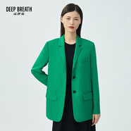 深呼吸DEEP BREATH女裝輕薄抗皺復古通勤西裝西服外套女A400692 草木綠 XL (5碼)