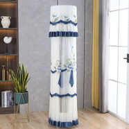 空調防塵罩立式柜機罩格力美的圓柱空調罩海爾開(kāi)機不取通用空調罩 玫瑰花-藍色【開(kāi)機不取】 高度180厘米以?xún)人袌A柜機通用