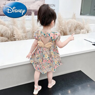 迪士尼女童連衣裙夏裝2025新款嬰幼兒童a類純棉公主裙小寶寶裙子1到3歲 花色 【品牌】純棉碎花連衣裙 90