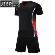 JEEP SPIRIT5XL籃球服夏季純色運(yùn)動(dòng)套裝男冰絲速干假兩件T恤短褲公版大碼男裝 黑色 M