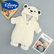 迪士尼新生嬰兒冬裝加絨加厚連體衣男女寶寶滿(mǎn)月冬季可愛(ài)超萌羽絨棉衣服 白色8100北極熊棉連體衣 66cm 66  建議1-3個(gè)月穿