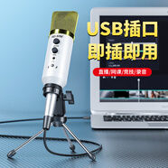 KO-STAR 麥克風(fēng)電腦USB話(huà)筒有線(xiàn)臺式機筆記本專(zhuān)用桌面會(huì )議網(wǎng)課學(xué)習游戲語(yǔ)音主播直播聲卡設備錄課 白色【內置專(zhuān)業(yè)聲卡】