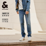 杰克·瓊斯（JACK&JONES）男裝四季恒溫彈力柔軟舒適903直筒牛仔褲男潮流百搭褲子品牌男褲 133中藍牛仔 寬松直筒，卡碼拍小 31 175 W31/L30