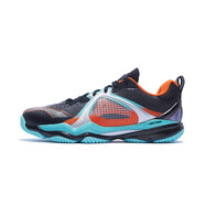 李寧（LI-NING）羽毛球鞋 變色龍VI 男女款緩震多配色運(yùn)動比賽鞋 AYAS014-3黑色/焰橙色 37