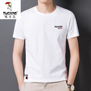 啄木鳥（TUCANO）純棉短袖T恤男夏季中青年休閑印花半袖上衣服休閑圓領(lǐng)打底體恤衫 XY19005白色 M 165 推薦90110斤