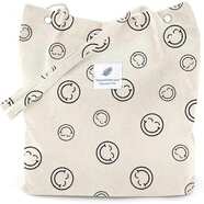 佳品優(yōu)2024新款燈芯絨單肩包大容量文藝簡(jiǎn)約百搭購物袋女韓國學(xué)生帆布包 米黃笑臉