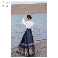 可茵（Keyin）馬面裙連衣裙套裝女裝2025年春秋新款國(guó)風(fēng)新中式改良旗袍全套裙子 2542藏藍(lán)色馬面裙套裝 L