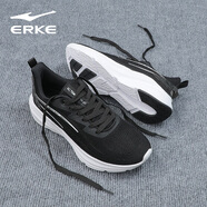 鴻星爾克（ERKE）女鞋運動(dòng)鞋夏季新款網(wǎng)面透氣輕便厚底增高休閑鞋防滑耐磨跑步鞋女 正黑/碳灰3165 35