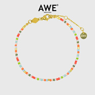 AWE彩色小水晶串珠項鏈波西米亞風(fēng)夏日多巴胺穿搭鎖骨鏈送女友禮物 手鏈1#