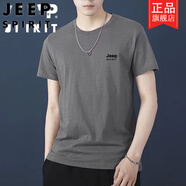 吉普（JEEP）純棉短袖T恤男夏季半袖汗衫寬松休閑內(nèi)搭純棉短袖tT恤 深灰【單件】 M 建議【90-110斤】