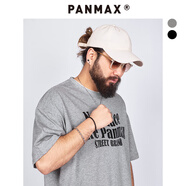 潘·麥克斯（PANMAX）PANMAX大碼男裝休閑酷閃印花透氣短袖圓領(lǐng)T恤寬松胖男士帥氣夏季 淺灰色 4XL