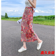 美安嘉傣族裙子女西雙版納民族風(fēng)印花開叉裹裙海邊度假一片式綁帶半身裙 紅色民族圖-a字半身裙 均碼 系帶腰圍可調(diào)節(jié)-a字半身裙