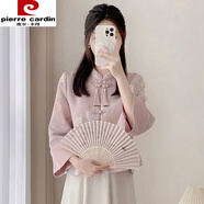 皮爾卡丹（pierre cardin）新中式中國風(fēng)唐裝盤(pán)扣外套女裝秋季感復古氣質(zhì)名媛風(fēng)寬松上衣 外套 M 【95-105斤】