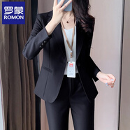 羅蒙（ROMON）西裝外套女2025新款正式場(chǎng)合職業(yè)套裝面試正裝西服酒店經(jīng)理工作服 單件黑色西裝 M
