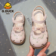 G.duck小黃鴨女童公主鞋夏季中國風(fēng)兒童皮鞋軟底淑女繡花蕾絲女童鞋涼鞋 2615粉色-2025年新款 28 碼內長(cháng)17.4cm