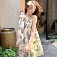 妙奕嘉新中式吊帶連衣裙女裙子夏天女裝2025夏季新款氣質(zhì)碎花純欲小個(gè)子 水墨花掛脖連衣裙【均碼】