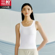 三槍女士燈芯羅紋背心女夏內(nèi)穿薄款純棉打底衫修身運動無袖上衣女 瓷白-C0019 XL