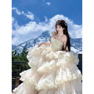馨瑞緣（XINRUIYUAN）成人禮禮服裙輕奢小眾輕婚紗蛋糕裙吊帶公主蓬蓬裙生日小禮裙 米白色 XL 均碼
