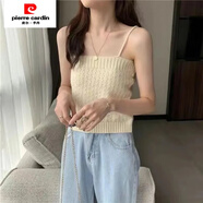 皮爾卡丹（pierre cardin）白色針織內(nèi)搭連衣裙女春秋韓劇穿搭配大衣毛衣裙子打底中長(zhǎng)款女裝 杏色 吊帶 S 建議80-95斤