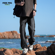 Foss Phil牛仔褲子男春夏季闊腿寬松百搭休閑潮流直筒褲23KG8374黑色XL