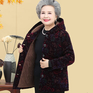 戴媽媽奶奶裝冬裝棉服外套媽媽裝2023新款老年人衣服60-80歲老太太棉衣 紫鳳尾棉襖 3XL 建議115-130斤