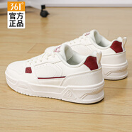 361°板鞋女鞋冬季新款學(xué)生低幫厚底增高小白鞋防滑耐磨休閑運動(dòng)鞋子女 羽毛白/黑櫻桃 36