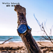 welly merck威利默克瑞士品牌手表男士手表夜光防水商務(wù)石英送禮節(jié)日禮物 皮帶款 雙眼黑藍(lán)003系列 40mm